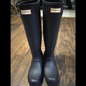 Hunter Tall Black Matte Rain Boots